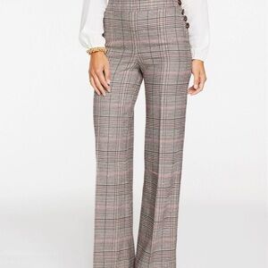 Talbots High-Waisted Plaid Wide Leg Tailored Women's Pants